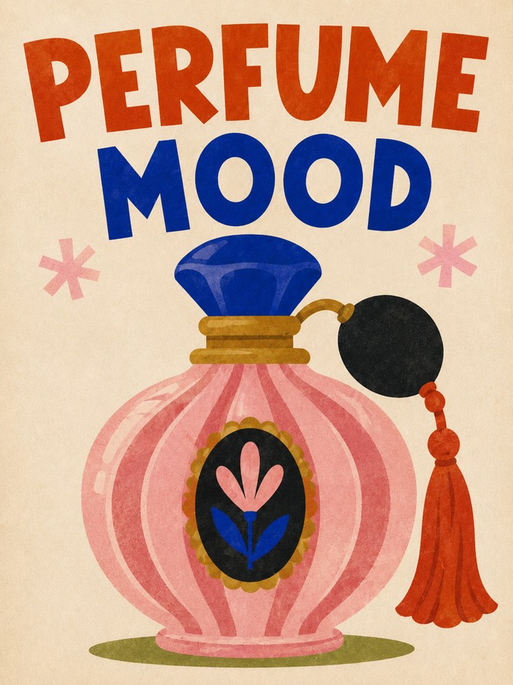 Perfume Bottle Poster – Retro Bathroom Wall Art - artwork on paper
