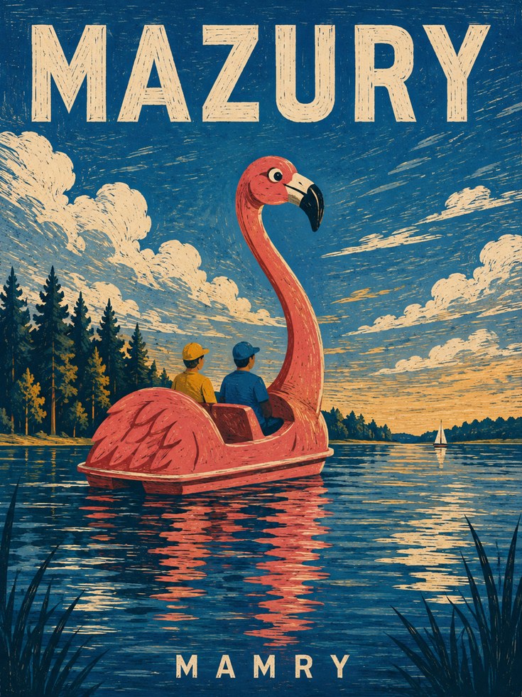 Vintage Travel Poster – Retro Lake Wall Art - artwork on paper