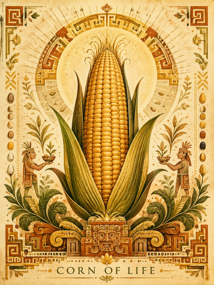 Corn Wall Art – Folk Art Print - artwork on paper
