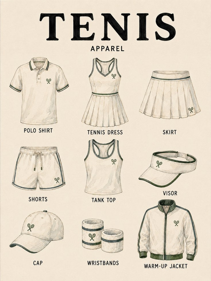 Tennis Apparel Guide Print — Vintage Sports Illustration - artwork on paper
