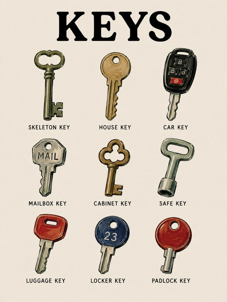 Key Types Wall Art – Educational Home Decor Print - artwork on paper