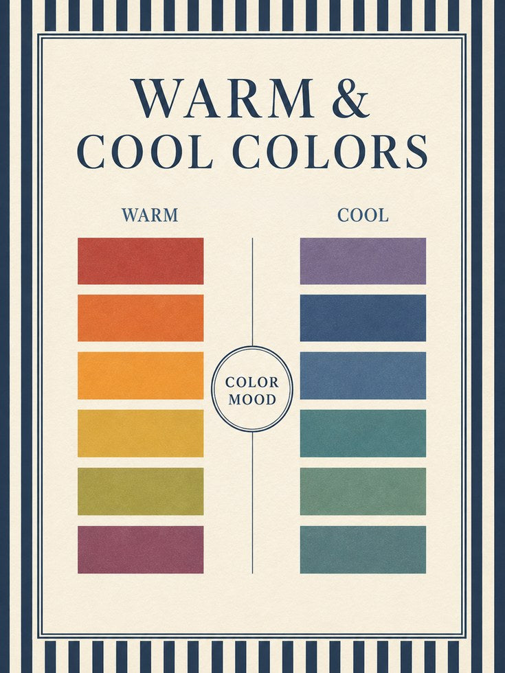 Color Theory Poster – Warm Colors Chart - artwork on paper