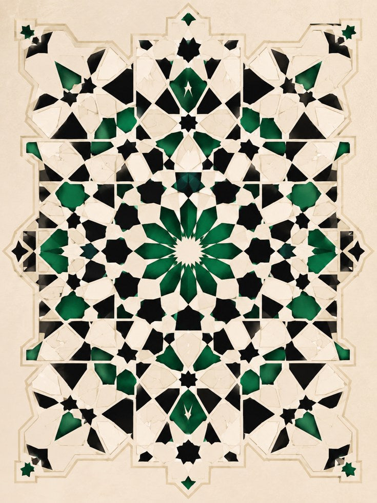 Islamic Geometric Wall Art – Moroccan Tile Print - artwork on paper