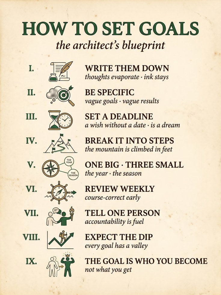 Goal Setting Print: Vintage Typography Motivational Wall Art - artwork on paper