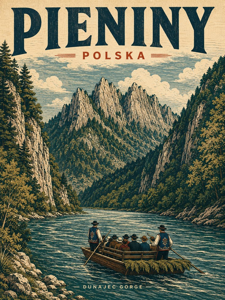 Poland Travel Poster – Pieniny Mountains Print - artwork on paper