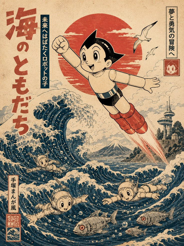 Japanese Wave Wall Art – Vintage Ukiyo-e Print - artwork on paper