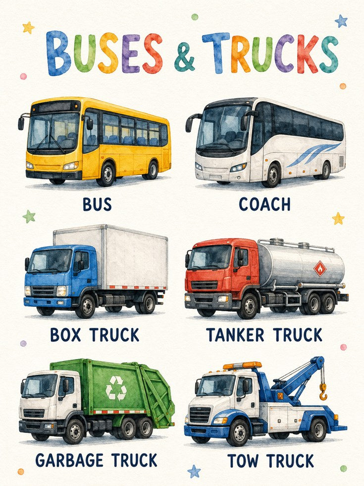 Kids Room Vehicle Print - artwork on paper