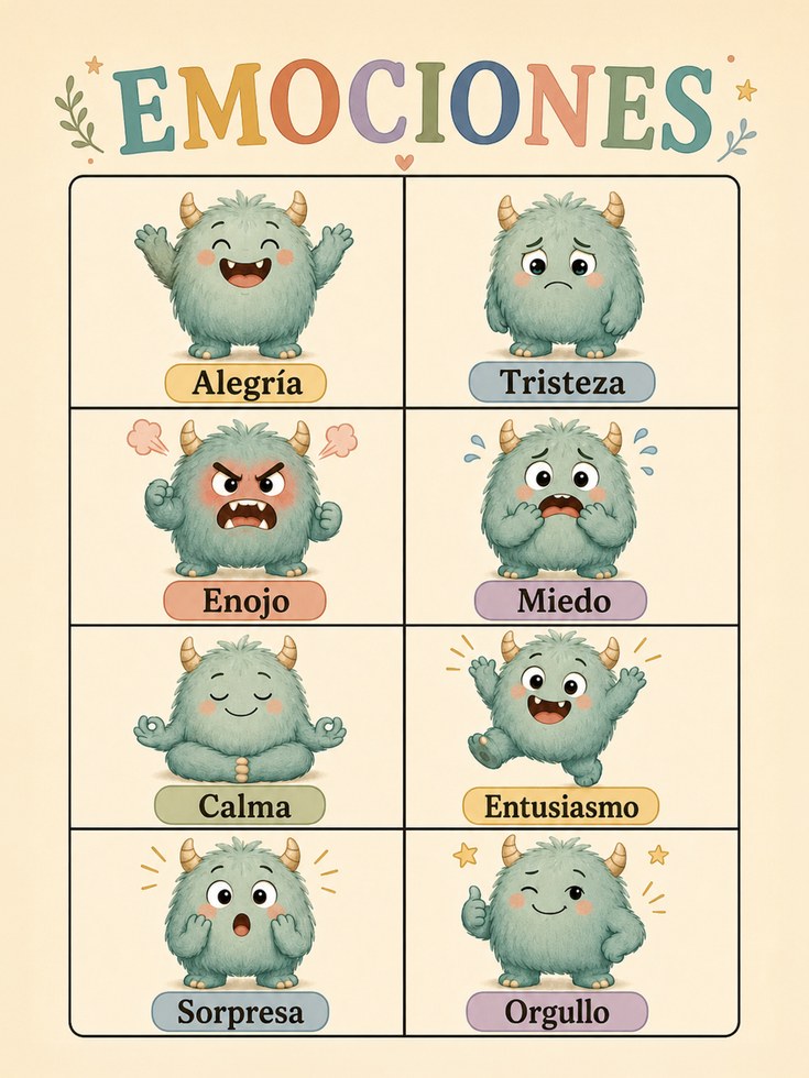 Emociones Emotions Chart Print - artwork on paper