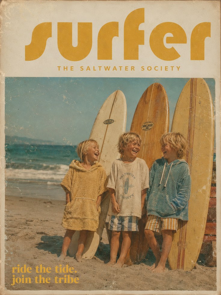 Vintage Surf Poster Print — Retro Beach Boys & Surfboards - artwork on paper