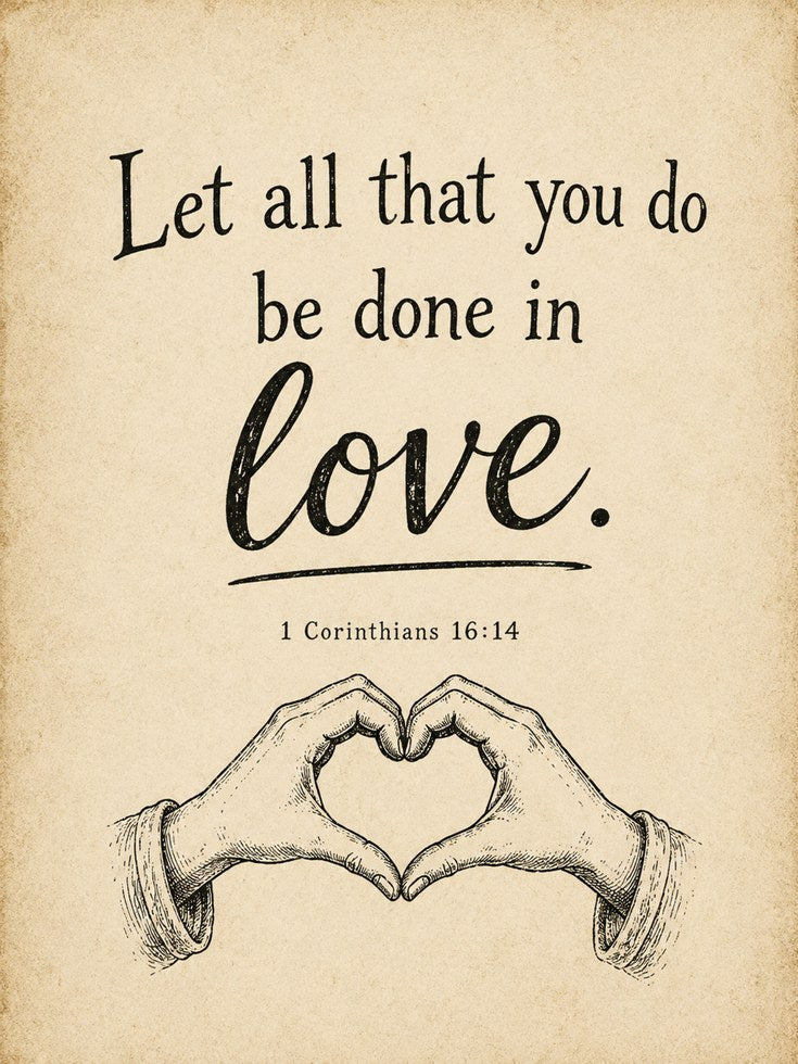 Love Scripture Wall Art: Vintage Beige Biblical Verse Print - artwork on paper