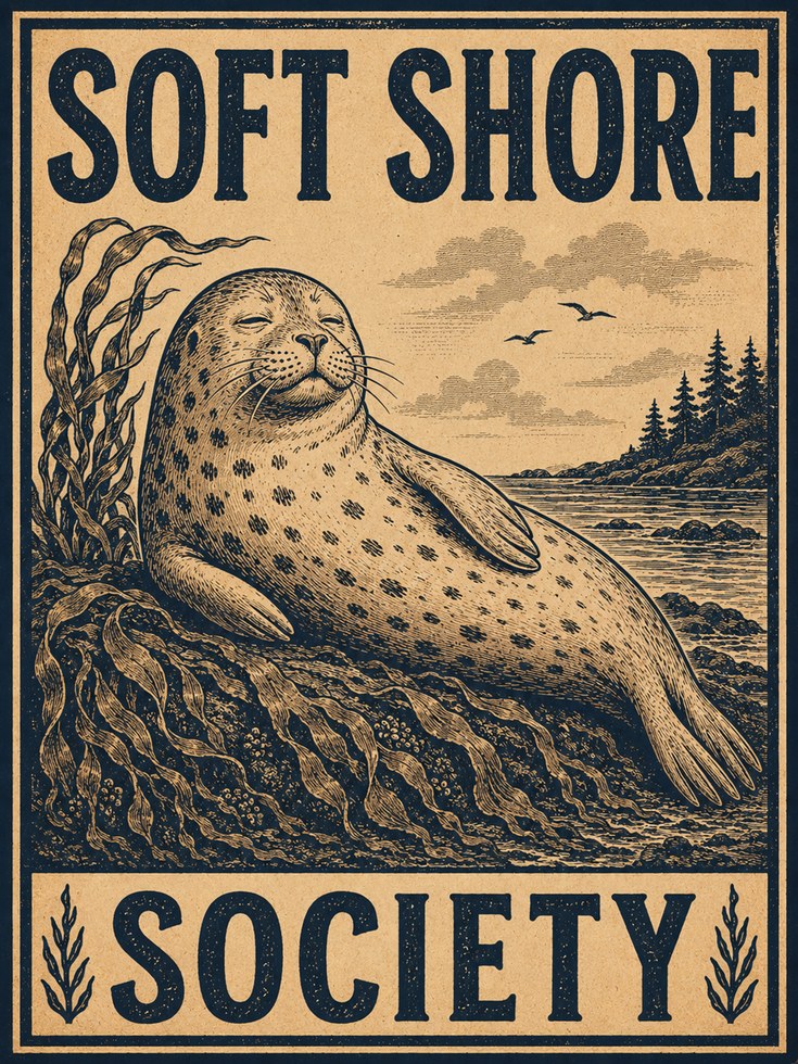 Coastal Seal Print – Vintage Illustration - artwork on paper