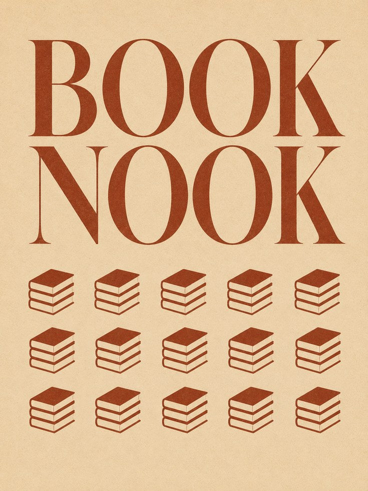 Retro Book Nook Print - artwork on paper