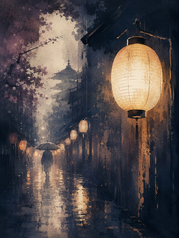 Japanese Lantern Wall Art - artwork on paper