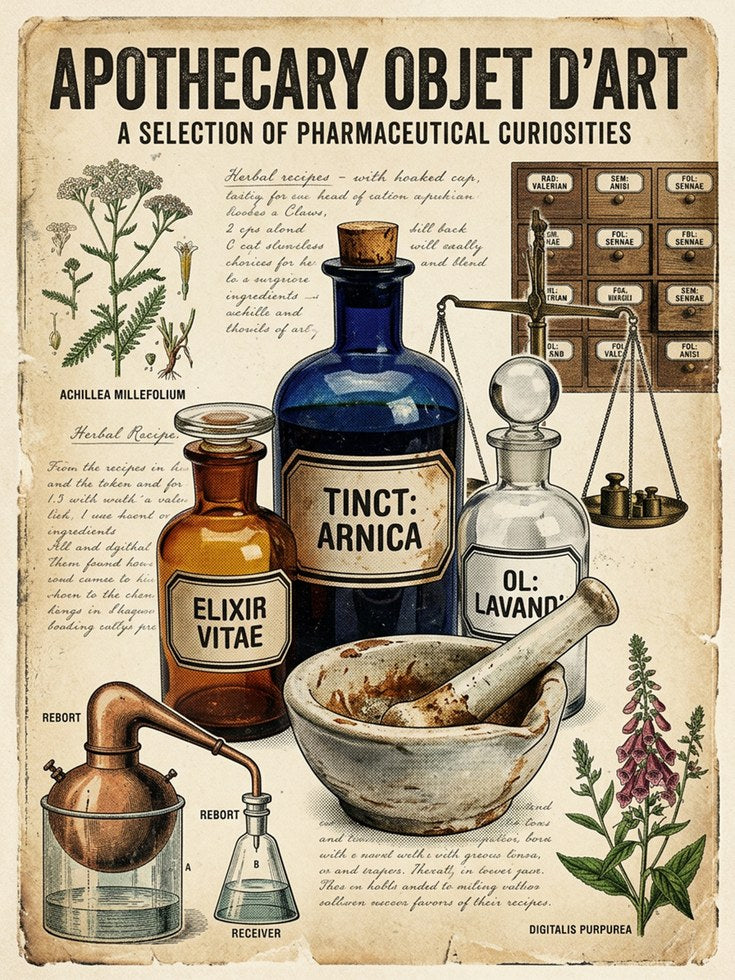 Apothecary Poster Print — Vintage Pharmaceutical Curiosities - artwork on paper