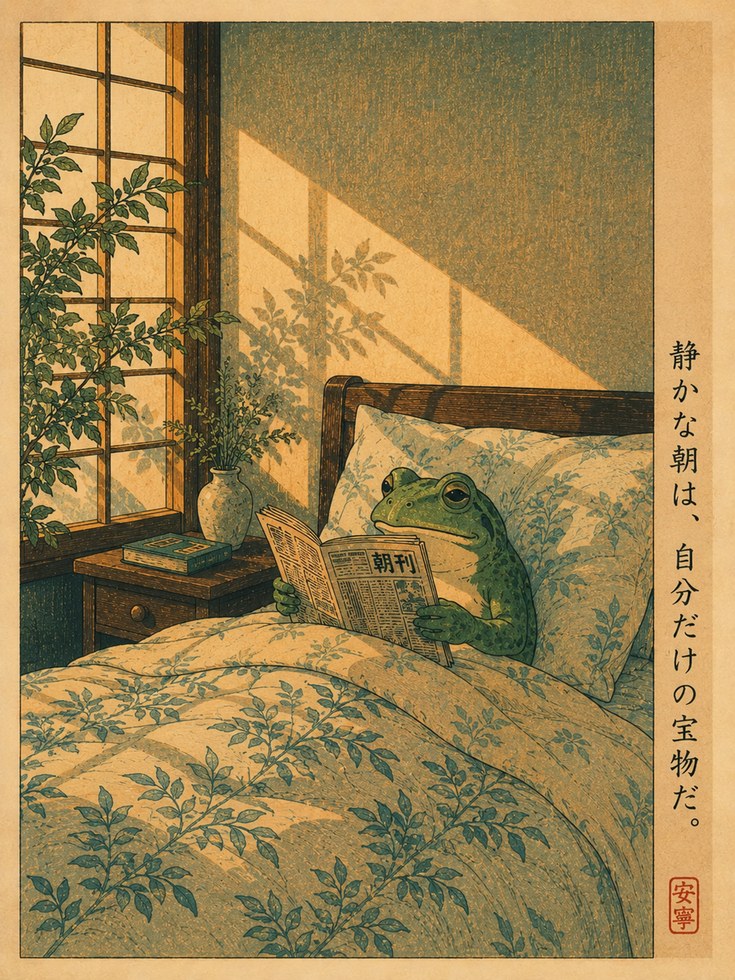 Vintage Japanese Frog Reading Print - artwork on paper