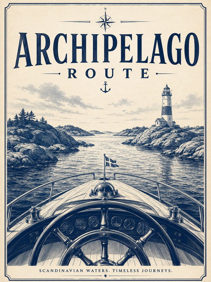 Nautical Travel Poster – Vintage Coastal Art - artwork on paper