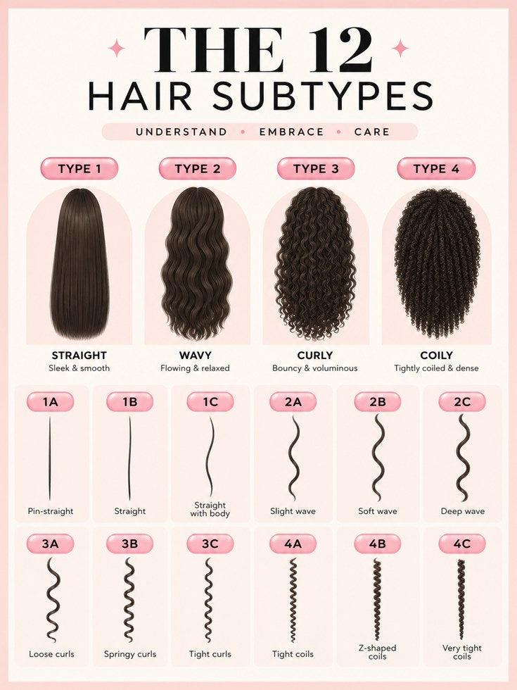 Hair Subtypes Chart Art Print: Educational Beauty Reference - artwork on paper
