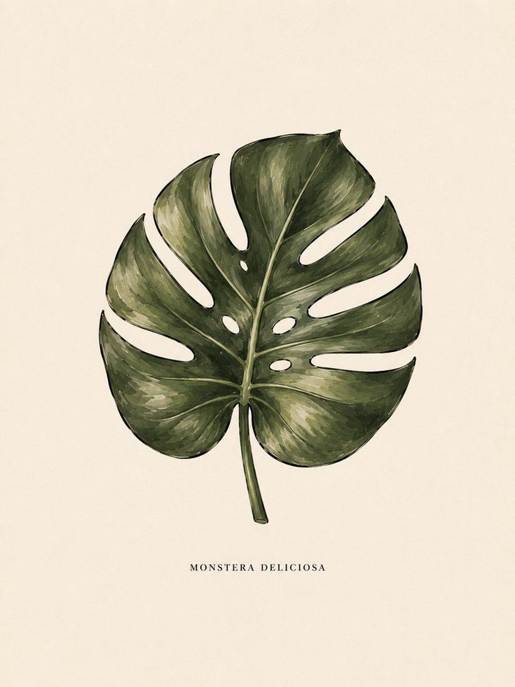 Monstera Leaf Wall Art – Botanical Print - artwork on paper