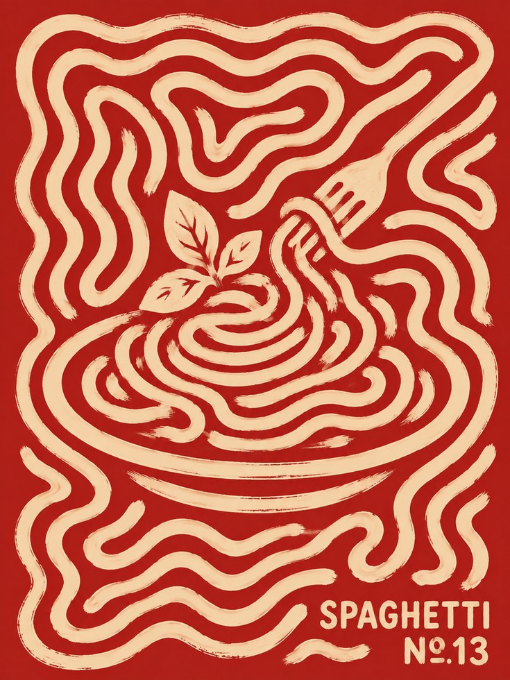 Retro Kitchen Wall Art – Spaghetti Poster - artwork on paper