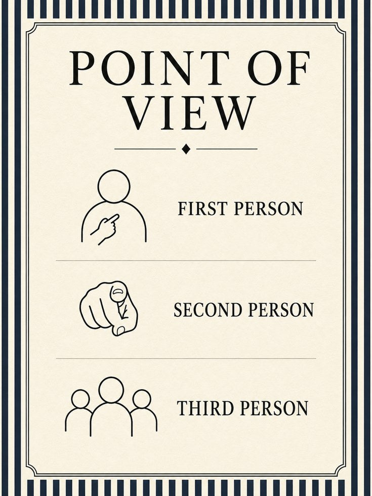 Point of View Grammar Poster: Minimalist Educational Art Print - artwork on paper
