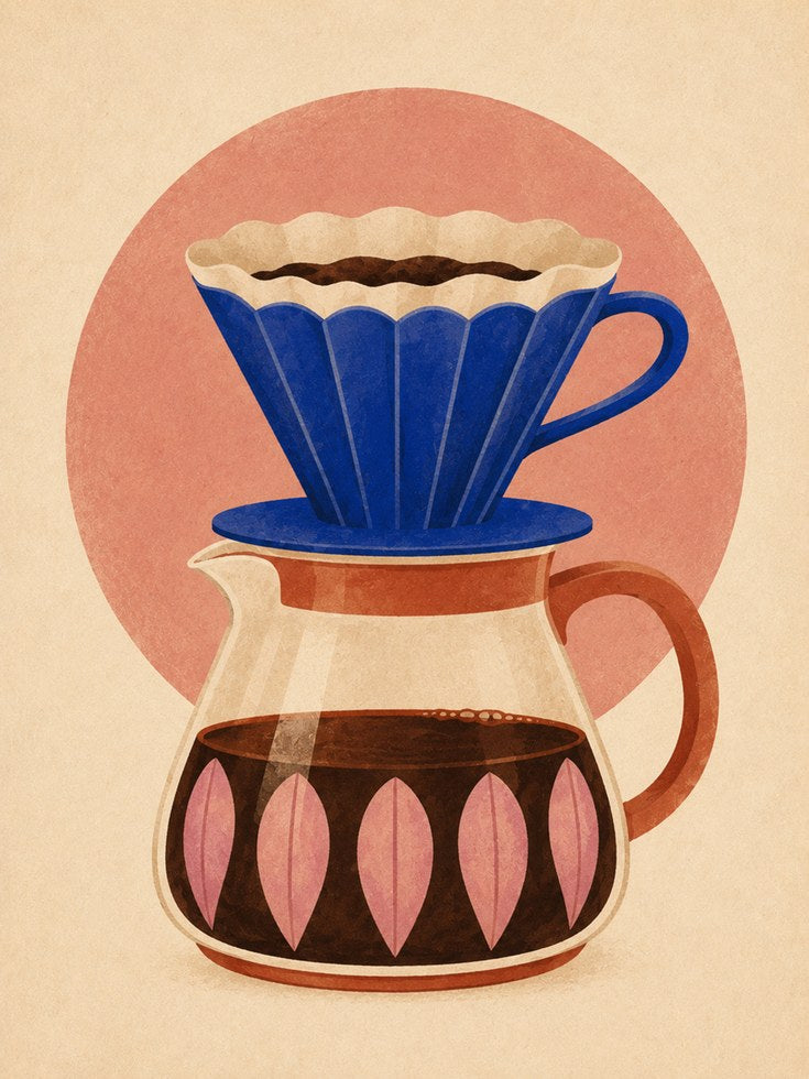 Coffee Pour Over Poster – Retro Kitchen Wall Art - artwork on paper