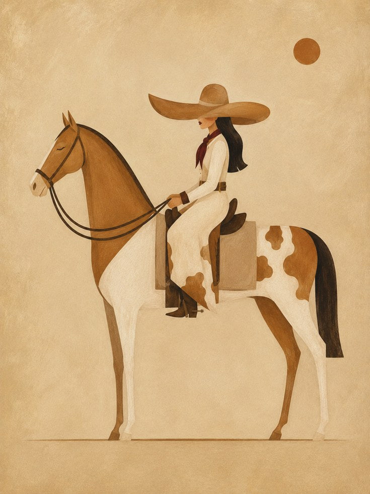 Western Cowboy Wall Art – Horse Rider Print - artwork on paper