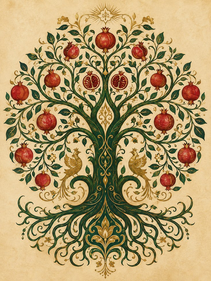 Pomegranate Tree Wall Art - artwork on paper