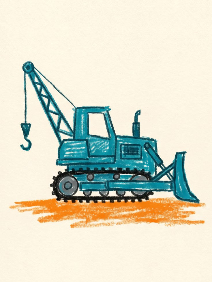 Construction Truck Wall Art – Crane Nursery Print - artwork on paper