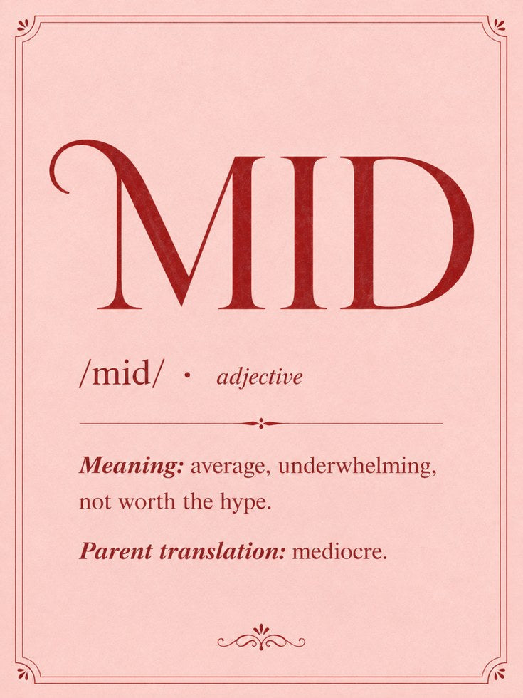 Mid Definition Typography Print: Pink Dictionary Style Wall Art - artwork on paper
