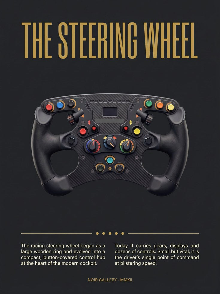 F1 Steering Wheel Technical Print – Racing Controls Blueprint - artwork on paper