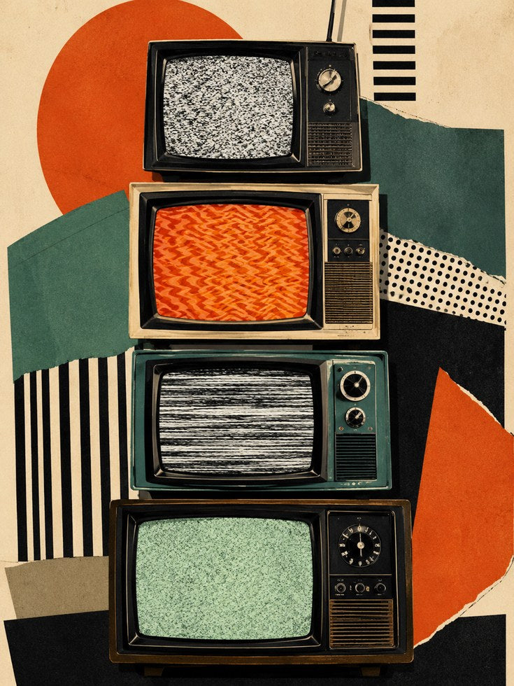 Retro TV Wall Art – Vintage Television Print - artwork on paper