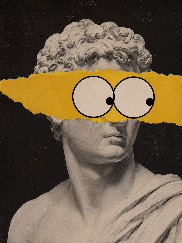 Funny Portrait Wall Art – Greek Statue Print - artwork on paper