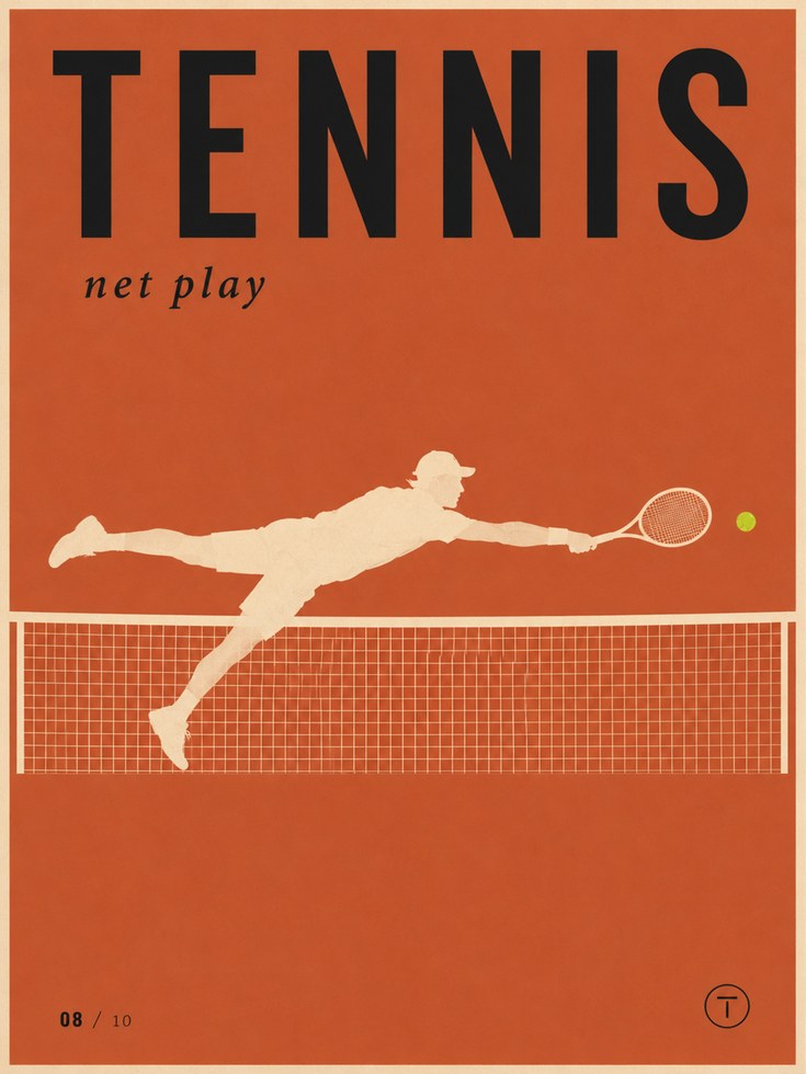 Vintage Tennis Poster Print: Retro Sports Art - artwork on paper