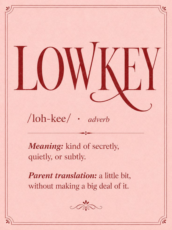 Lowkey Definition Print: Pink Typography Wall Art - artwork on paper