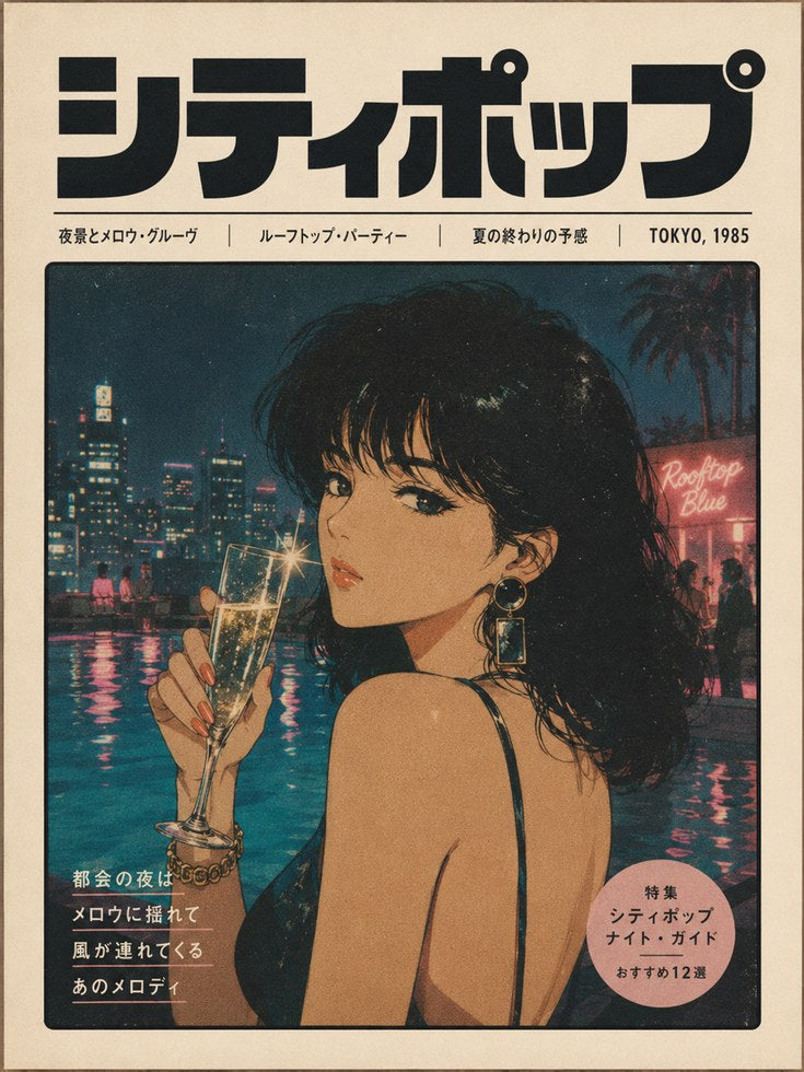 Retro Japanese Magazine Cover Print — City Pop Tokyo 1985 - artwork on paper