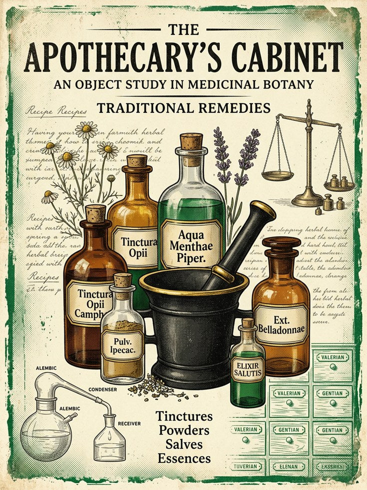 Apothecary Cabinet Print — Vintage Medicinal Botany Illustration - artwork on paper