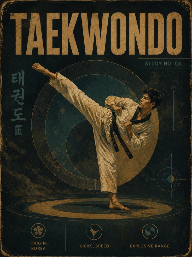 Vintage Taekwondo Poster - artwork on paper