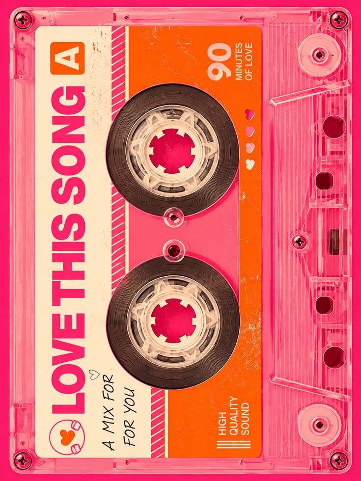 Retro Cassette Tape Print: 90s Nostalgia - artwork on paper