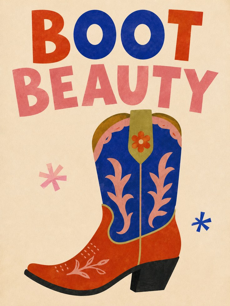 Western Typography Print – Cowgirl Boot Wall Art - artwork on paper