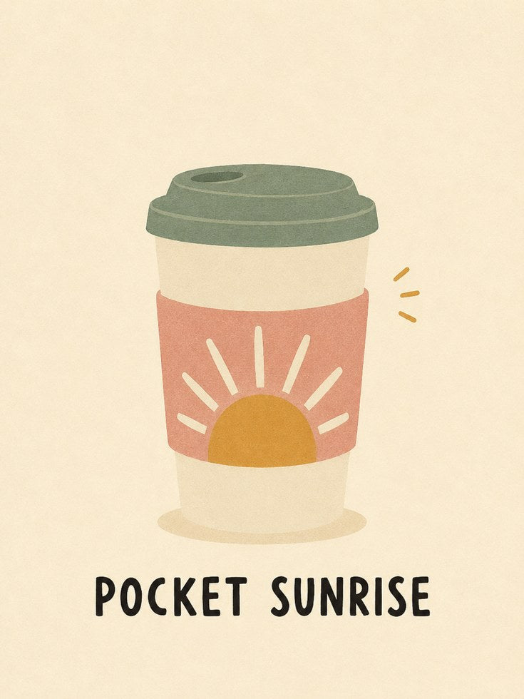 Pocket Sunrise Coffee Cup Print: Minimalist Modern Wall Art - artwork on paper