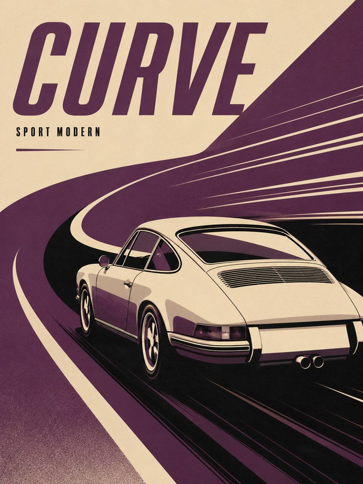 Classic Porsche Poster: Mid-Century Modern Style (A4 and Larger) - artwork on paper
