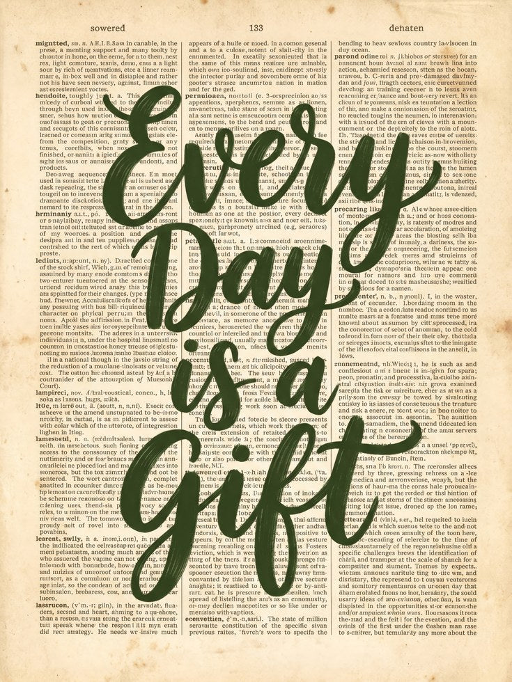 Gratitude Wall Art: Vintage Book Page Print - artwork on paper