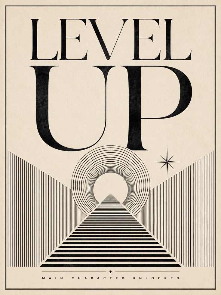 Motivational Wall Art – Level Up Print - artwork on paper