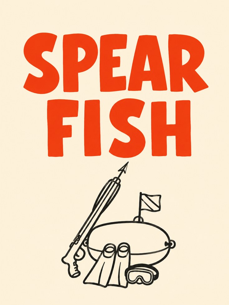 Spearfishing Wall Art – Retro Typography Print - artwork on paper