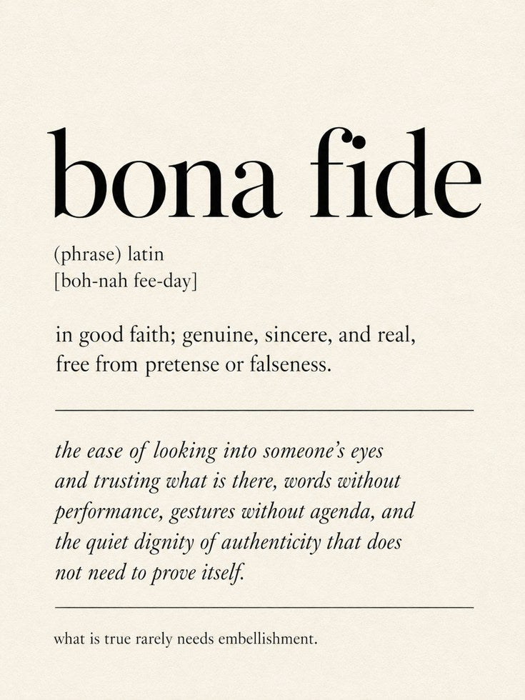 Bona Fide Definition Print: Minimalist Typography Wall Art - artwork on paper