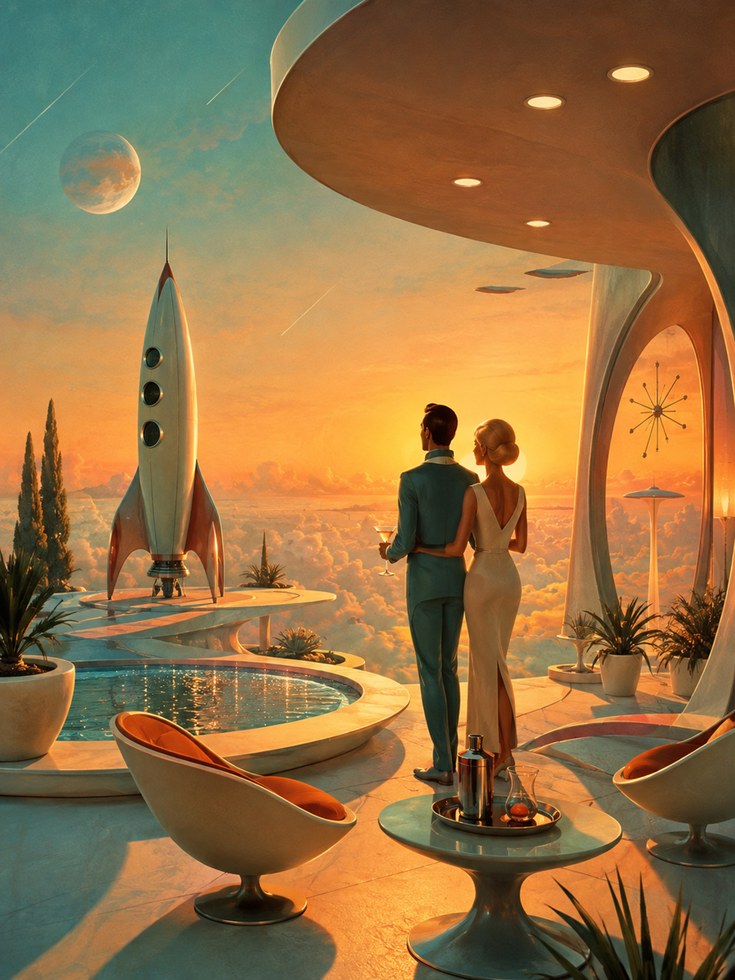 Retro Futuristic Wall Art - artwork on paper
