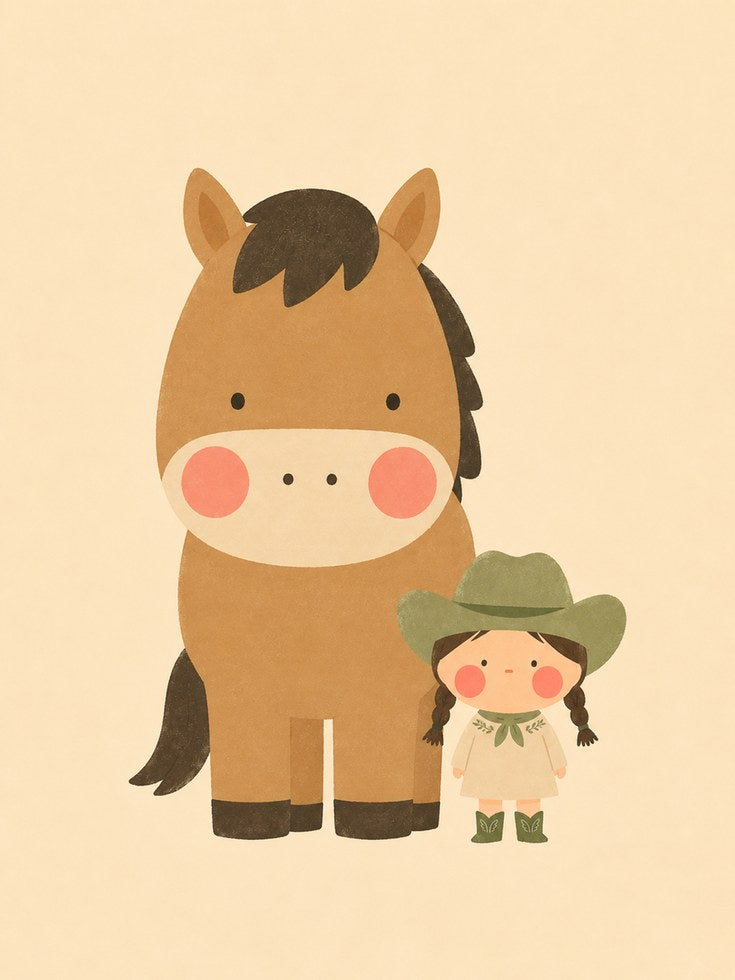 Horse and Cowgirl Nursery Art - artwork on paper