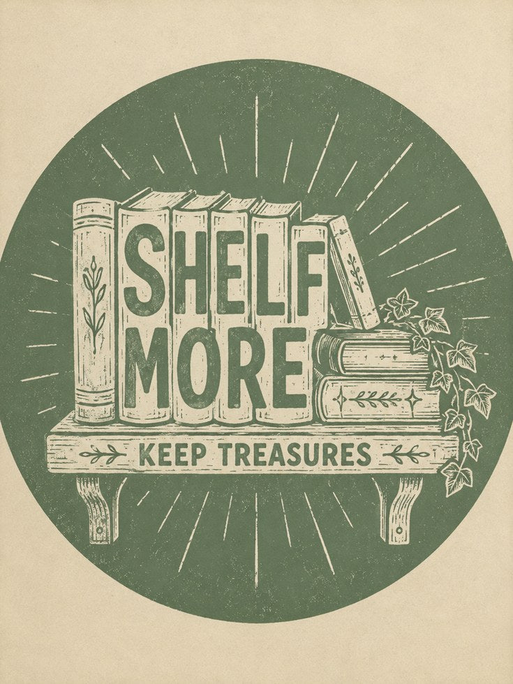 Vintage Library Print: 'Shelf More - artwork on paper
