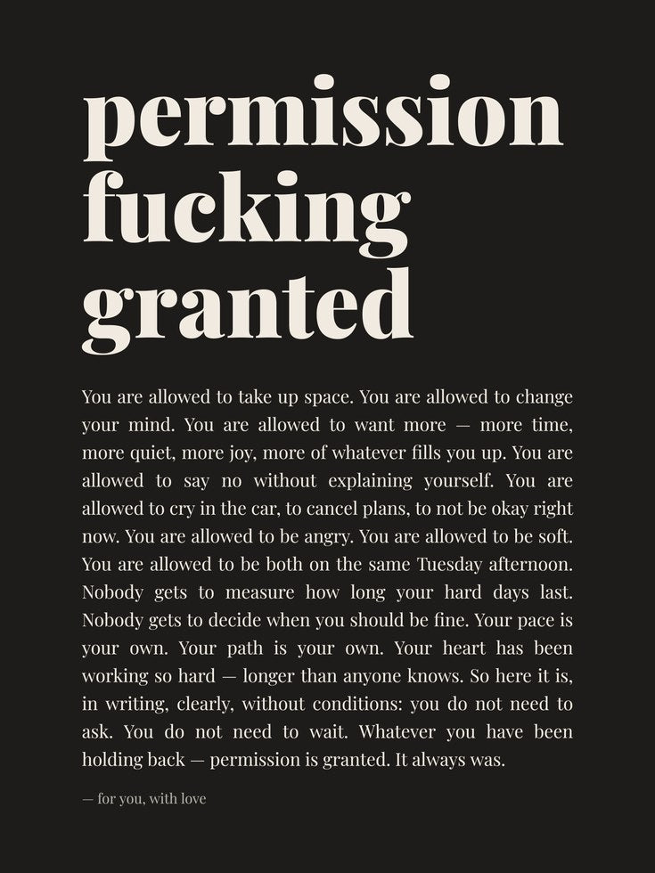 Permission Granted Print – Self Love Wall Art - artwork on paper