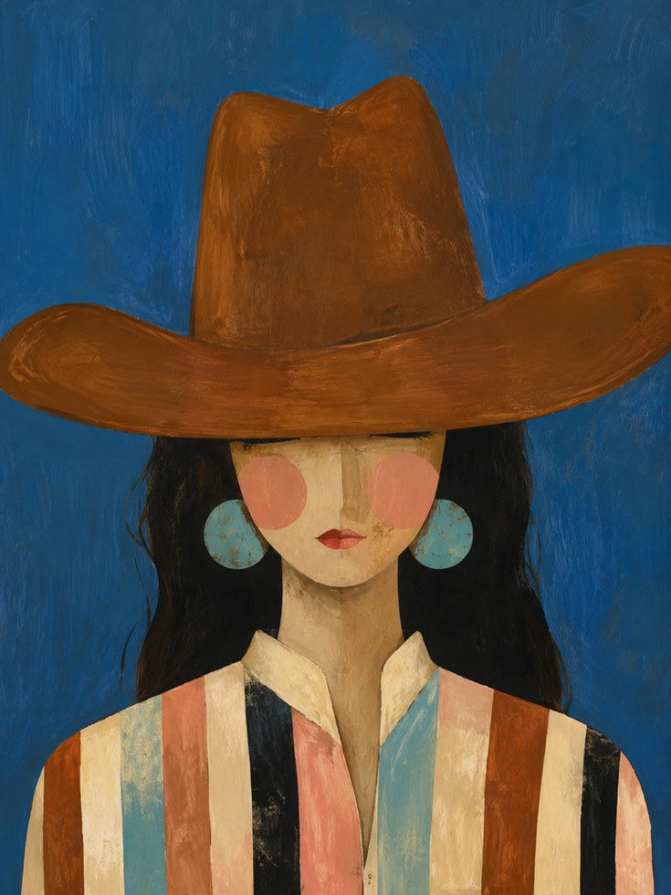 Cowgirl Wall Art – Western Portrait Print - artwork on paper